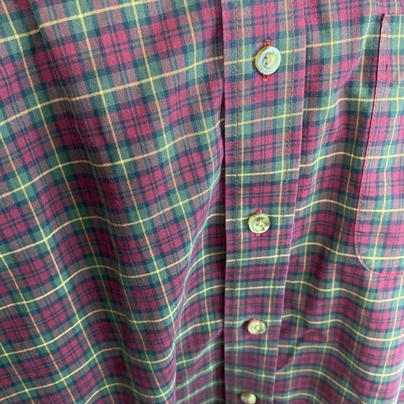 LL. Bean Shirt Men's XL Tall Red/Burgundy Plaid Long Sleeve Wrinkle Resistant Co - Picture 8 of 8